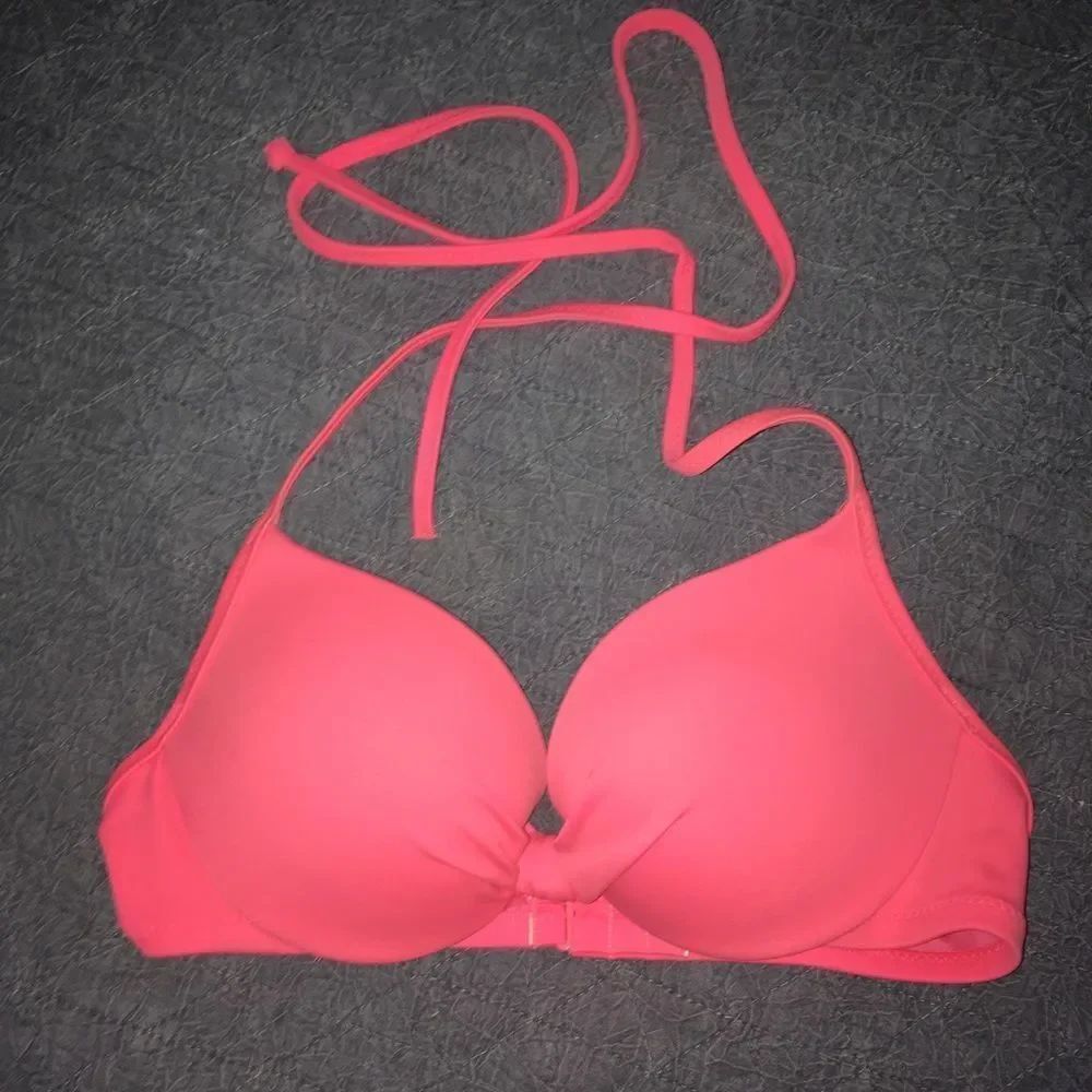 Victoria’s Secret hot pink twist halter bikini top